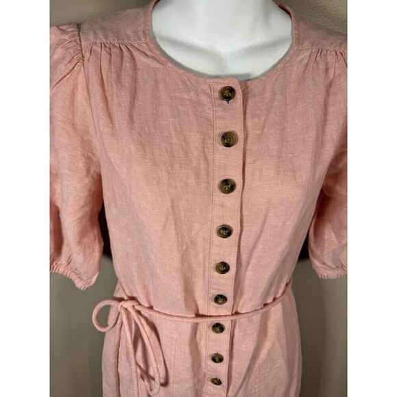 Madewell Coverall Jumpsuit Womens Sz Small Pink Stretch Romper Linen Blend NWOT - Picture 2 of 8